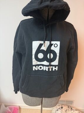 66° North Men's Black Logo Pullover Hoodie